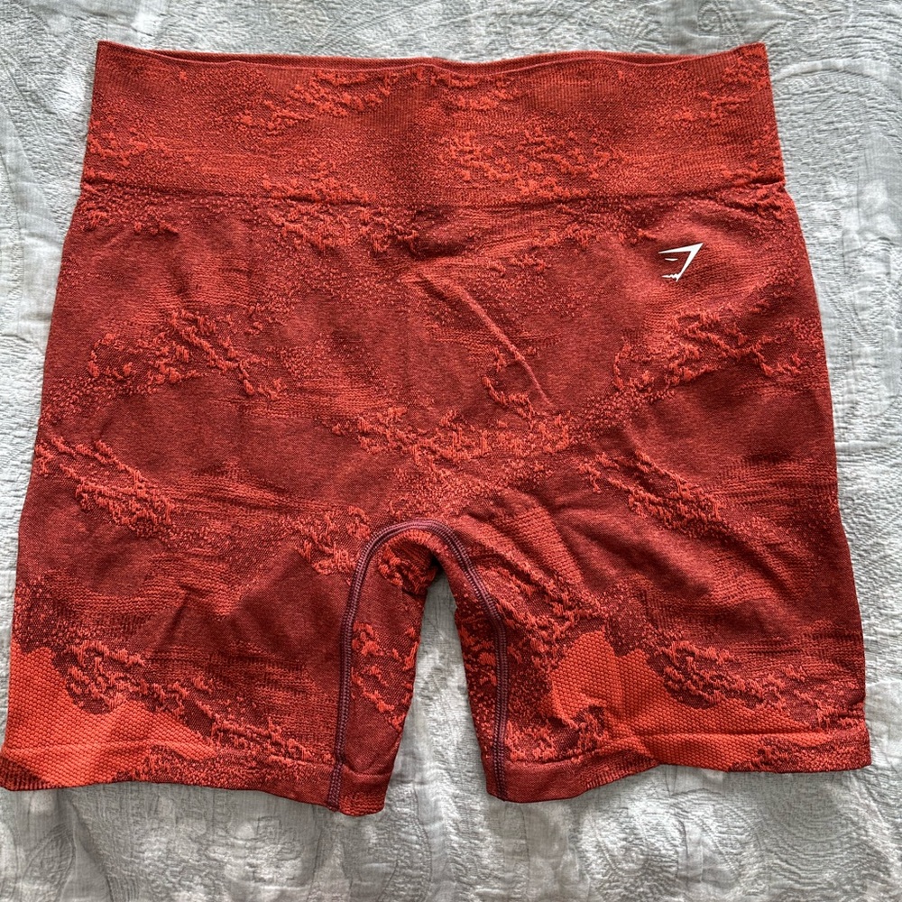 Gymshark shorts, orange camo, size XXL